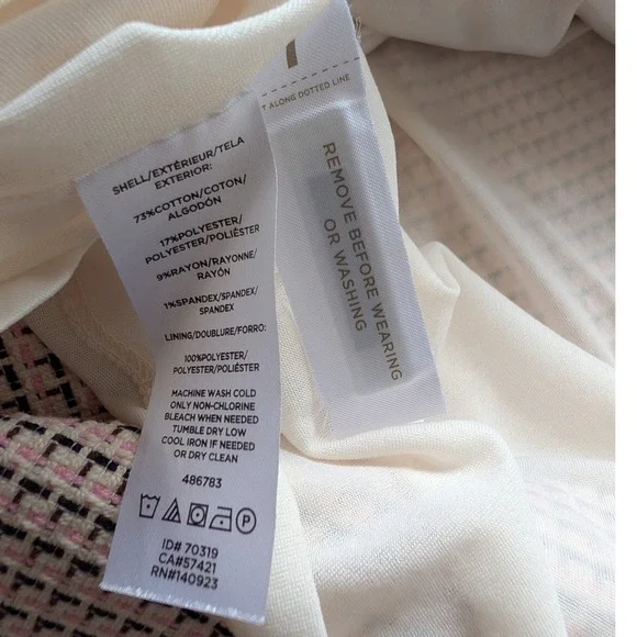 LOFT Pink Tweed Frayed Hem Shift Dress Womens Size 8 Cottagecore Coquette Preppy - Picture 6 of 7